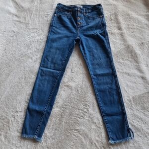 Madewell Blue Jeans Sz 28  10” High Rise Skinny  Button Fly 94% Cotton Stretch